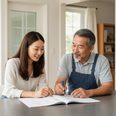 Homeowner discussing project needs with a handyman, showing clear communication